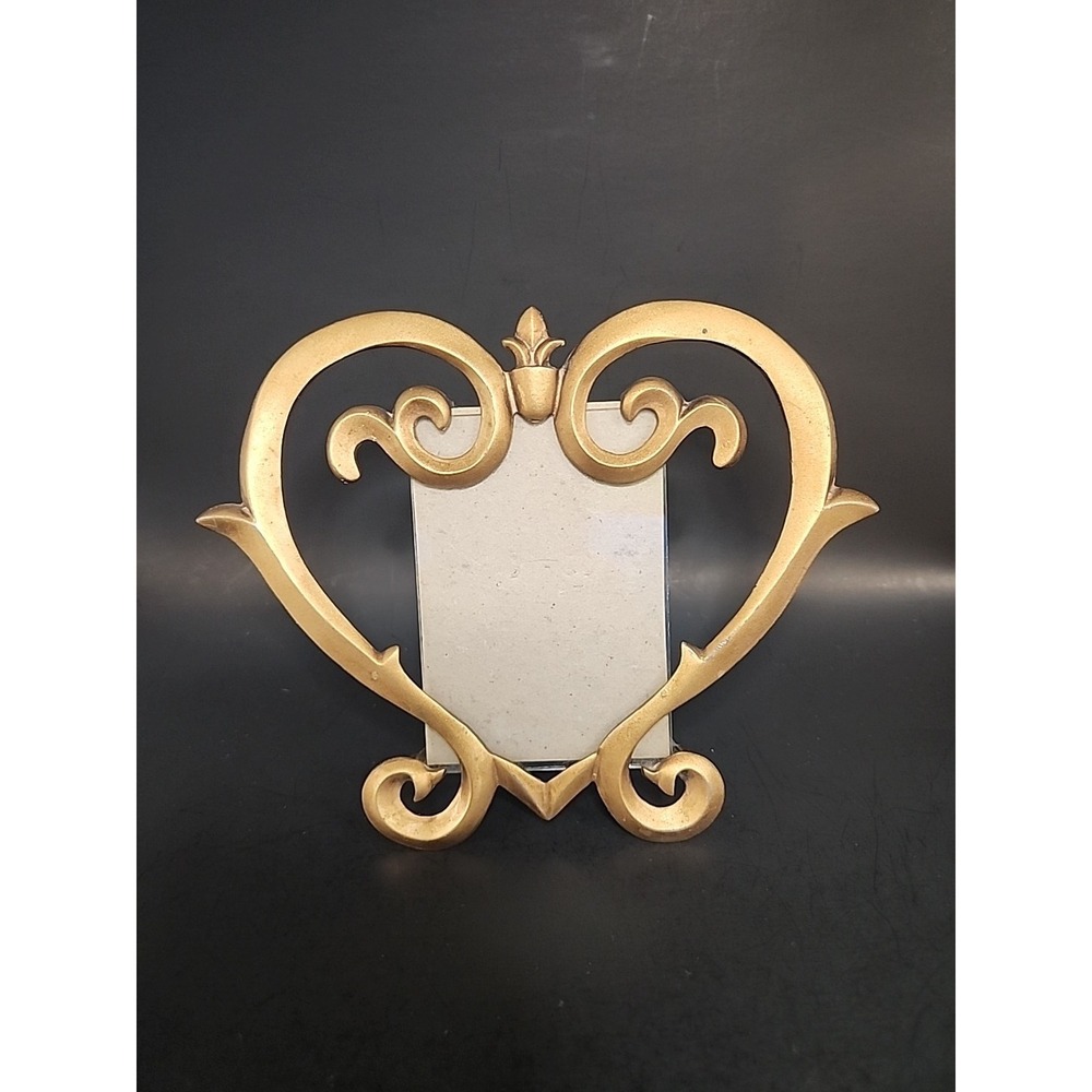 MCM  Elsa Brand Goldtoned Metal Scrolled Heart Picture Frame 3.5" X 2.5" Photo